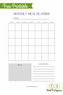 Monthly Meal Plan Printable Free PDF - Food To Impress