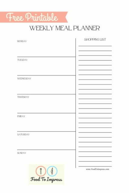 Monthly Meal Plan Printable Free PDF - Food To Impress