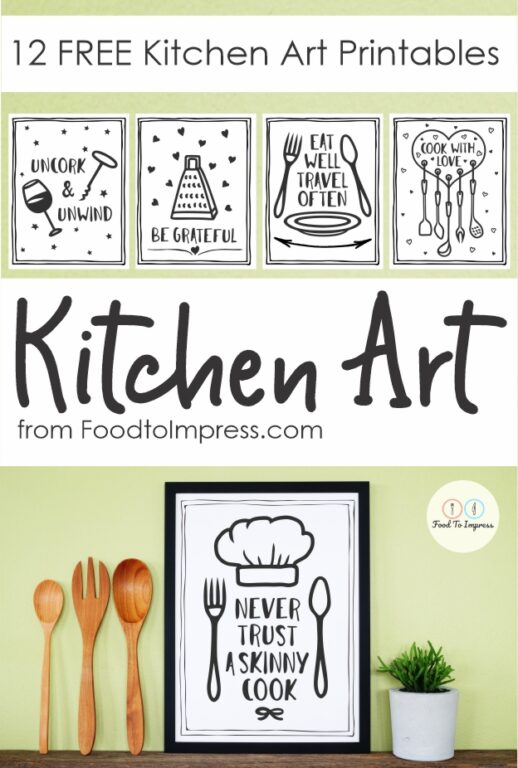 Printable Kitchen Quotes FREE PDF Food To Impress   Kitchen Art PIN 518x768 