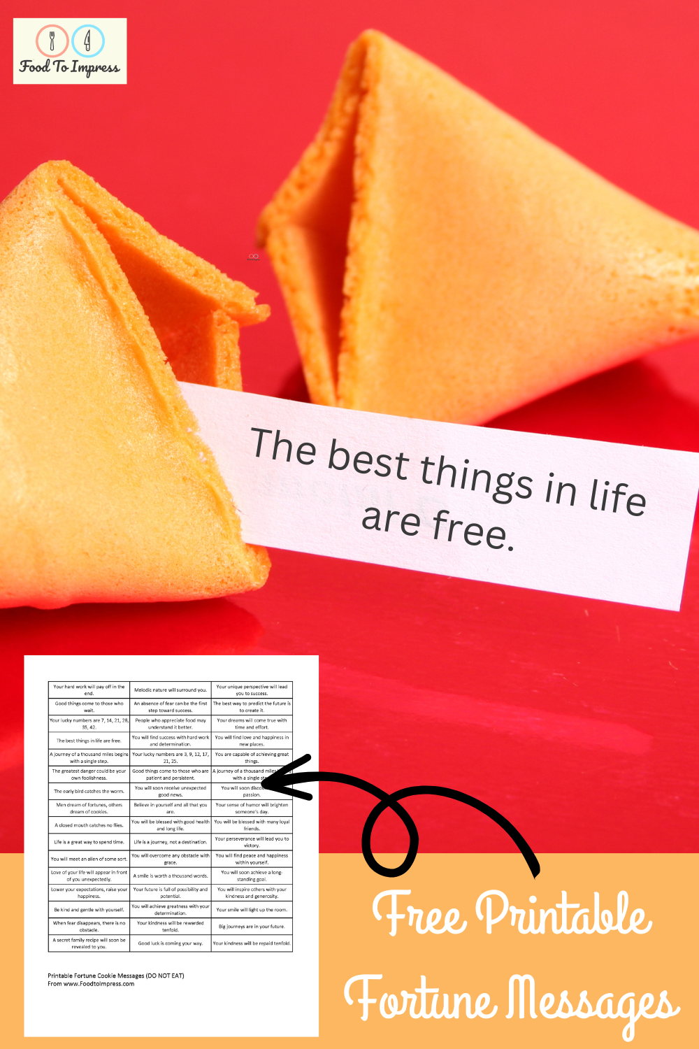 Free Fortune Cookie Messages Printable Food To Impress